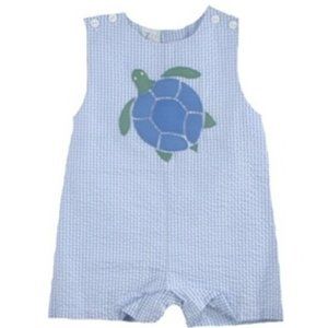 Petit Ami Toddler Boy's Seersucker Turtle Romper